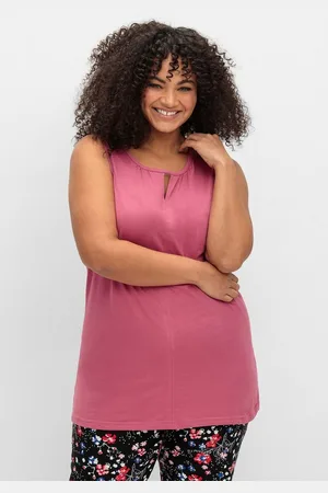Sheego Tanktop Große Größen mit leichter Raffung und Cut-out am Ausschnitt