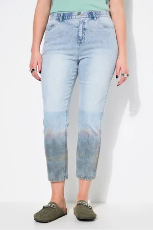 STUDIO UNTOLD 5-Pocket-Jeans Mom-Jeans bedruckter Saum 5-Pocket - Verkäufer: Popken Fashion Group