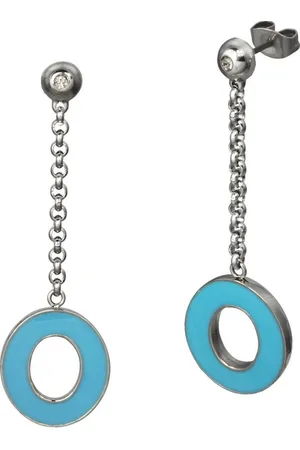 Amello Paar Ohrhänger Ohrringe Edelstahl Ohrhänger Oval (Ohrhänger), Damen Ohrhänger Oval Edelstahl stahlfarben, türkis, weißer Emaillelack - Verkäufer: Fit4Style Silberschmuck - IMPPAC