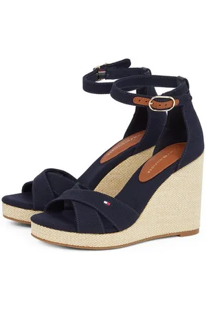 Tommy Hilfiger FLAG HIGH WEDGE ESPAD CRISSCROSS High-Heel-Sandalette, Riemchensandale, Sommerschuh, Keilsandalette, verstellbarer Schnalle