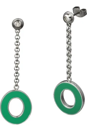 Amello Paar Ohrhänger Ohrringe Edelstahl Ohrhänger Oval (Ohrhänger), Damen Ohrhänger Oval Edelstahl stahlfarben, grüner, weißer Emaillelack - Verkäufer: Fit4Style Silberschmuck - IMPPAC