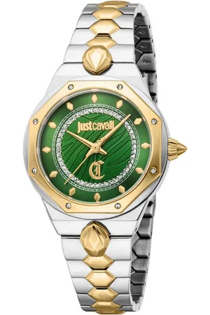 Roberto Cavalli Quarzuhr Glam JC1L277M0055, Armbanduhr, Damenuhr, Edelstahlarmband, analog, Kristallsteine