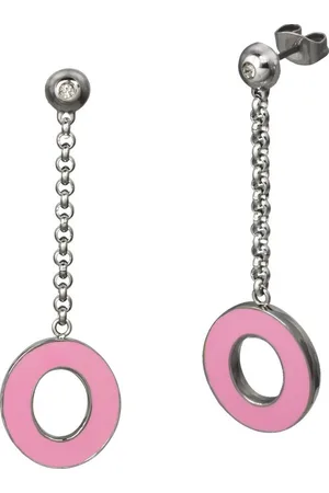 Amello Paar Ohrhänger Ohrringe Edelstahl Ohrhänger Oval (Ohrhänger), Damen Ohrhänger Oval Edelstahl stahlfarben, rosa, weißer Emaillelack - Verkäufer: Fit4Style Silberschmuck - IMPPAC