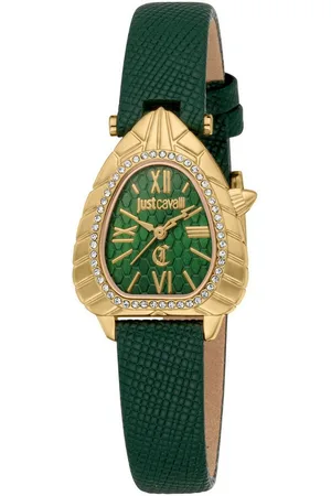 Roberto Cavalli Quarzuhr Animalier JC1L366L0025, Armbanduhr, Damenuhr, Lederarmband, analog, Kristallsteine
