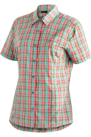 Maier Sports Funktionsbluse Philina Karierte Kurzarm-Bluse für Wandern, Reisen und Freizeit
