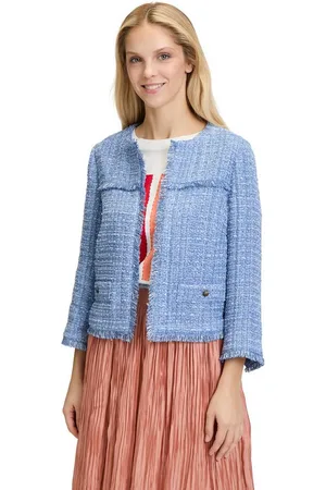 Cartoon Jackenblazer Tweedblazer mit Fransen Fransen