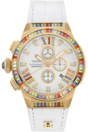 Hämmer Chronograph GLORIOUS SOLINA, GR-013, Quarzuhr, Damenuhr, Datum, Stoppfunktion, Saphirglas, Lederarmband