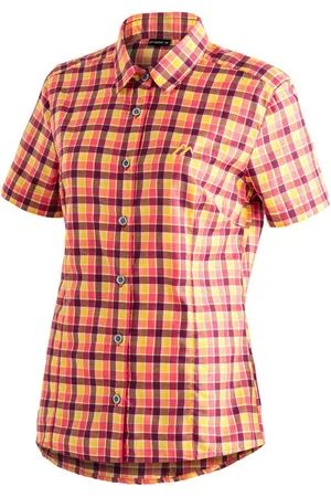 Maier Sports Funktionsbluse Philina Karierte Kurzarm-Bluse für Wandern, Reisen und Freizeit