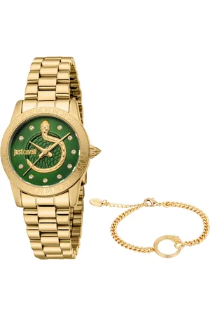 Roberto Cavalli Quarzuhr Snake JC1L359M0065, (Set, 2-tlg., mit passendem Schmuckarmband), Armbanduhr, Damenuhr, Edelstahlarmband, Ideal auch als Geschenk