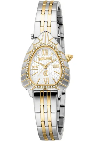 Roberto Cavalli Quarzuhr Animalier JC1L366M0075, Armbanduhr, Damenuhr, Edelstahlarmband, analog, Kristallsteine