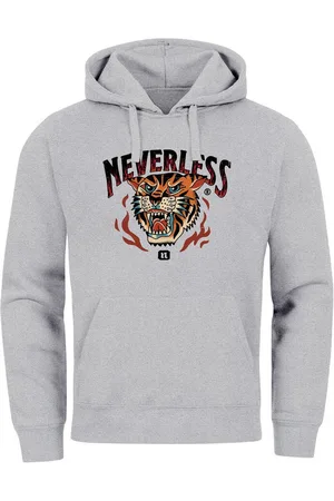 Neverless Hoodie Hoodie Herren Print Tiger Aufdruck Schrift Motiv Kapuzen-Pullover - Verkäufer: Akowi