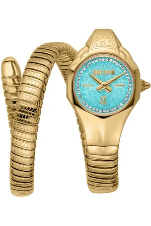 Roberto Cavalli Quarzuhr Signature Snake JC1L354M0035, Armbanduhr, Damenuhr, Edelstahlarmband, analog, Kristallsteine