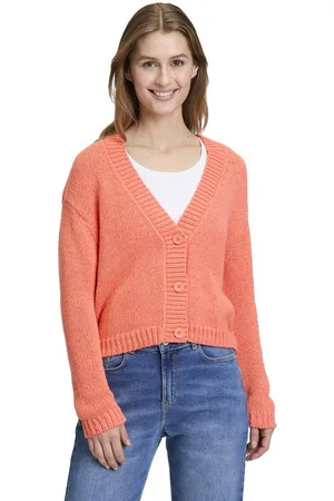 Cartoon Strickjacke Strick-Cardigan mit V-Ausschnitt (1-tlg) Rippbündchen