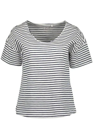 Blue Seven T-Shirt Damen Kurzarm-Shirt Streifen V-Ausschnitt Überschnittene Schultern - Verkäufer: tomBrook GmbH
