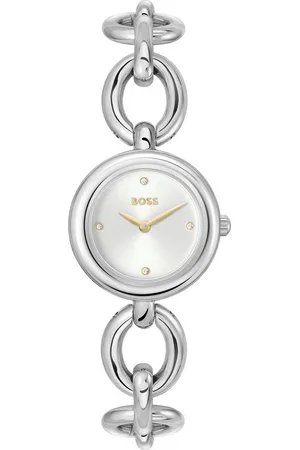 HUGO BOSS Quarzuhr LIVE 1502791, Armbanduhr, Damenuhr, Edelstahlarmband, analog, Glassteine