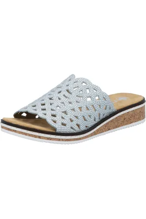 Rieker Pantolette Sommerschuh, Schlappen, Hausschuh, Keilabsatz mit Perfortion