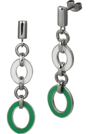 Amello Paar Ohrhänger Ohrringe Edelstahl Ohrhänger Oval (Ohrhänger), Damen Ohrhänger Oval Edelstahl stahlfarben, grüner, weißer Emaillelack - Verkäufer: Fit4Style Silberschmuck - IMPPAC