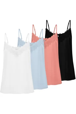 Fresh Made Shirttop 4er-Pack Camisole Top mit Spaghettiträger und Spitzenbesatz (4-tlg) Camisole Lace-Top - Verkäufer: ARIZONAS