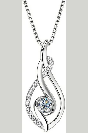 Karma Kette mit Anhänger Damenkette Halskette 925 Sterling Silber mit Moissanite (und Schmuckbox, Silber oder Vergoldet, Geschenk für Frauen mit Zertifikat), Anhänger – Schmuck mit Zirkonia, Kette 44+3,5 cm - Verkäufer: Sanixa