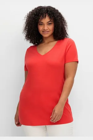 Sheego T-Shirt Große Größen mit V-Ausschnitt