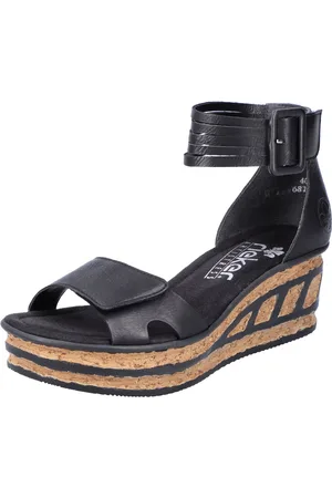 Rieker Sandalette, Sommerschuh, Sandale, Keilabsatz, mit Laufsohle in Kork-Optik