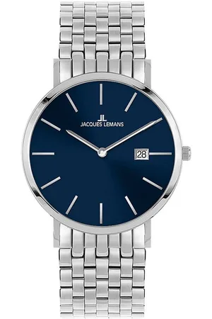 Jacques Lemans Quarzuhr Nizza 1-2171H, Armbanduhr, Damenuhr, Herrenuhr, Datum, Edelstahlarmband