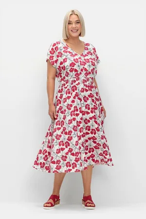 Sheego Druckkleid Große Größen mit Minimalprint und Smokbund