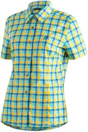 Maier Sports Funktionsbluse Philina Karierte Kurzarm-Bluse für Wandern, Reisen und Freizeit
