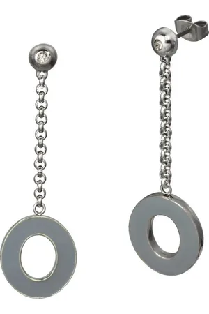 Amello Paar Ohrhänger Ohrringe Edelstahl Ohrhänger Oval (Ohrhänger), Damen Ohrhänger Oval Edelstahl stahlfarben, grauer, weißer Emaillelack - Verkäufer: Fit4Style Silberschmuck - IMPPAC