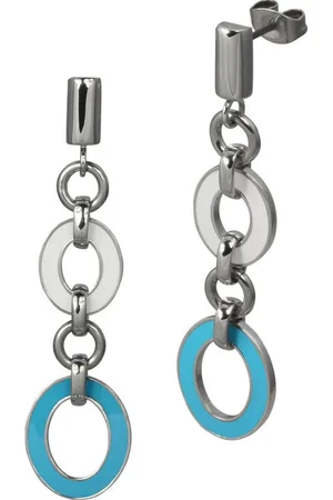 Amello Paar Ohrhänger Ohrringe Edelstahl Ohrhänger Oval (Ohrhänger), Damen Ohrhänger Oval Edelstahl stahlfarben, türkis, weißer Emaillelack - Verkäufer: Fit4Style Silberschmuck - IMPPAC