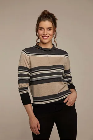 HAJO Rundhalspullover Damen Pullover mit gestricktem Ringel - Verkäufer: Mode