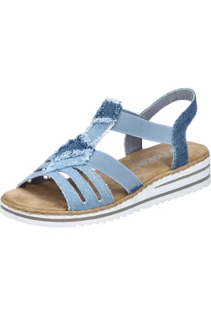 Rieker Keilsandalette Sommerschuh, Sandale, Plateau, Urlaubschuh mit seitlichen Gummizügen
