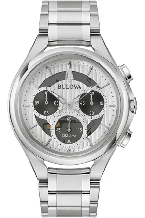BULOVA Chronograph Curv 96A301, Armbanduhr, Quarzuhr, Herrenuhr, Edelstahlarmband, Saphirglas
