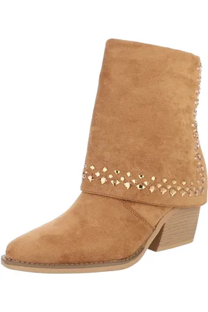 Ital-Design Bequeme Stiefel mit elegantem Design für jeden Anlass Westernstiefelette (89092197) Blockabsatz Stiefeletten in Camel - Verkäufer: