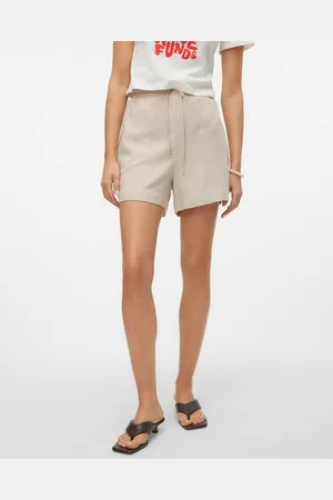 VERO MODA Shorts VMMYMILO HW PAPERBAG SHORTS WVN GA mit Leinen