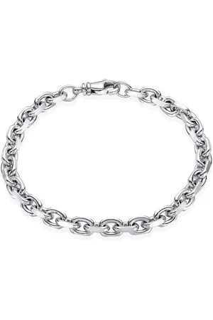 Materia Armband Herren Silber Ankerkette diamantiert 6mm SA-89, 925 Sterling Silber, rhodiniert - Verkäufer: Schmuck