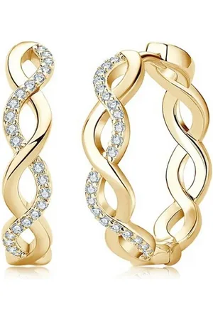 Karma Creolen-Set Damen 925 Sterling Silber vergoldet / weißvergoldet Ohrringe Kristall (2 cm Durchmesser, Geschenk für Frauen Damenohrringe), Ohrringe mit Moissanite, gedrehtes Design, funkelnder Ohrschmuck - Verkäufer: Sanixa