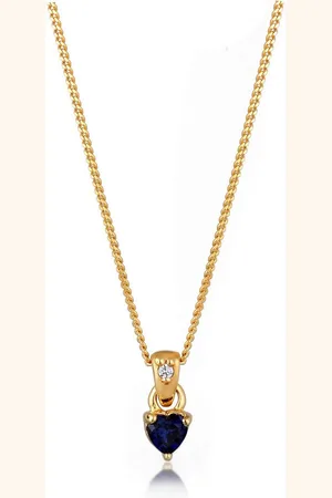 Elli DIAMONDS Kette mit Anhänger Herz Saphir Laborgezüchteter Diamant (0.004 ct) 925 Silber - Verkäufer: JULIE & GRACE GmbH