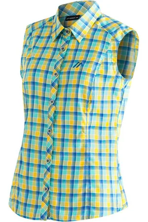 Maier Sports Funktionsbluse Paloma Karierte, ärmellose Bluse für Wandern, Reisen und Freizeit