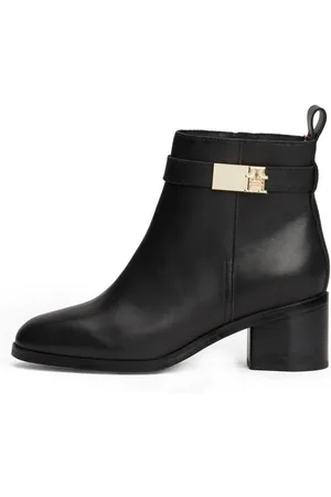 Tommy Hilfiger TH LOGO MID HEEL BOOTIE Stiefelette, Blockabsatz, Ankleboots, Businesschuh, Zierriemchen, Schmuckelement
