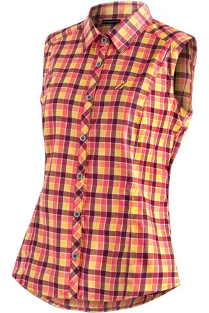 Maier Sports Funktionsbluse Paloma Karierte, ärmellose Bluse für Wandern, Reisen und Freizeit