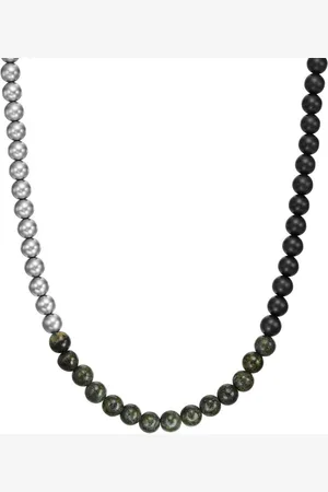 Armani Exchange Edelstahlkette Schmuck Geschenk Halsschmuck Halskette Kugeln, AXG0140040, mit Achat, Serpentin