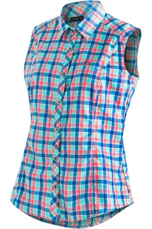 Maier Sports Funktionsbluse Paloma Karierte, ärmellose Bluse für Wandern, Reisen und Freizeit
