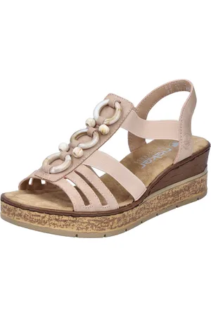 Rieker Keilsandalette Sommerschuh, Plateausandale, Schlupfschuh mit seitlichen Gummizügen