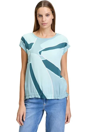 Betty & Co Kurzarmshirt Betty & Co Patchwork-Shirt mit Print (1-tlg) Druck