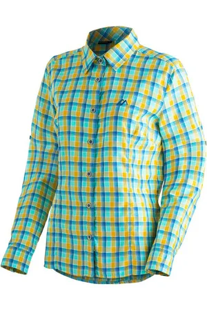 Maier Sports Funktionsbluse Nanni Damen Bluse, langarm Karobluse für Outdoor und Freizeit