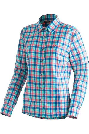 Maier Sports Funktionsbluse Nanni Damen Bluse, langarm Karobluse für Outdoor und Freizeit