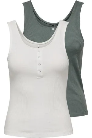 ONLY Ripptanktop ONLSIMPLE LIFE S/L BUTTON TOP JRS CS 2PK (Packung, 2-tlg)