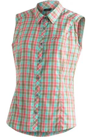 Maier Sports Funktionsbluse Paloma Karierte, ärmellose Bluse für Wandern, Reisen und Freizeit