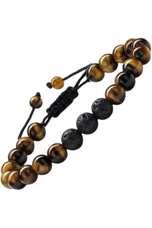 Karma Perlenarmband Armband Naturstein ver. Farben Lava Armschmuck (mehrfarbig modern Herrenarmband Damenarmband, Schwarz Blau ), Edelsteinarmband Lavasteine Natursteine Edelstein - Verkäufer: Sanixa